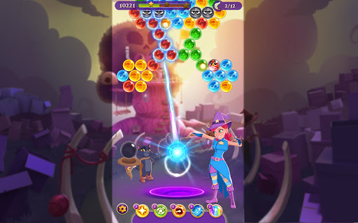 Interface do jogo bubble shooter com flores de bônus
